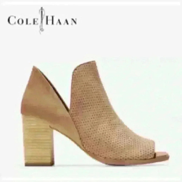 Cole Haan Shoes - COLE HAAN Shiloh suede open toe block booties heels size